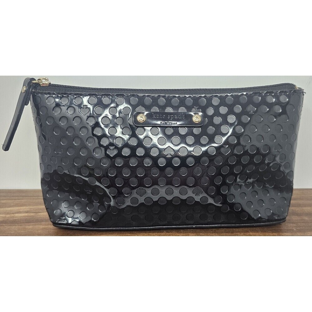 Kate Spade New York Amy Beale Street Black PVC Cosmetic Case 9"x4"